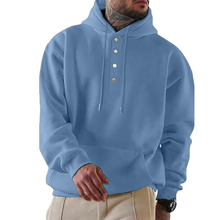 Men's Hoodie with Button Placket and Xxl Fit Mune