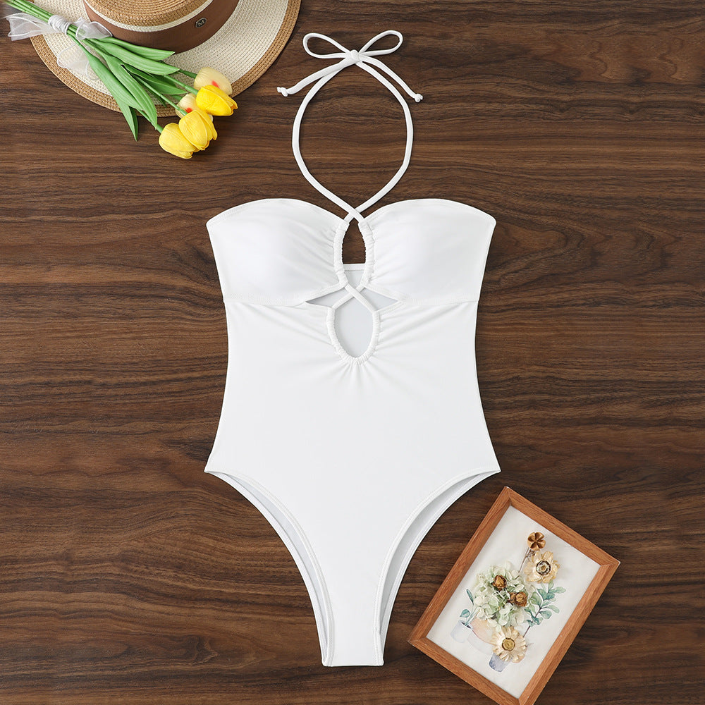 Ladies' one-piece swimsuit with fashionable cut-out and adjustable straps Mune Fashion
