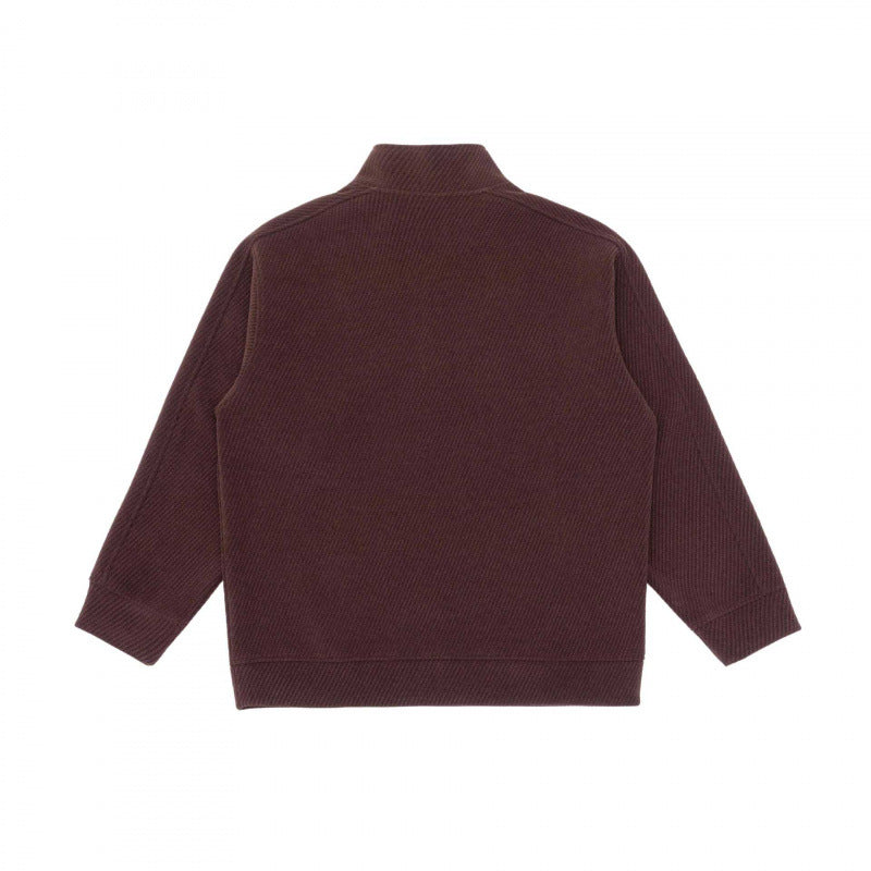 Unisex Short-Cut Structured Knit Half-Zip Sweater with Distinctive Contrast Stitch Mune Fashion