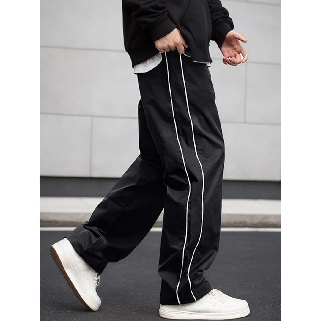 Men's Sporty Leisure Pants with Side Contrast Stripes Mune Fashion