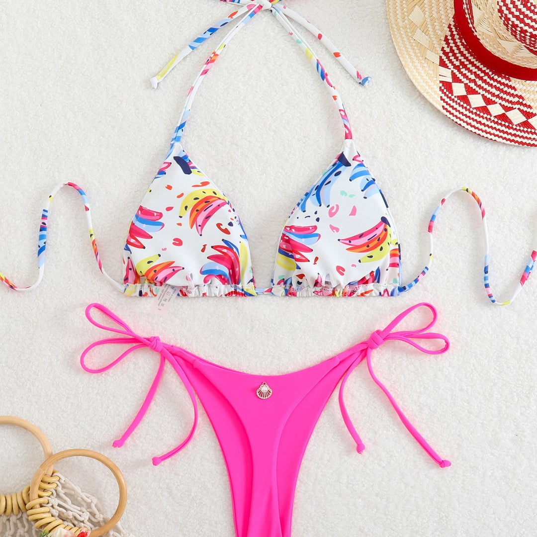 Women's triangle bikini with playful color design and adjustable straps Mune Fashion