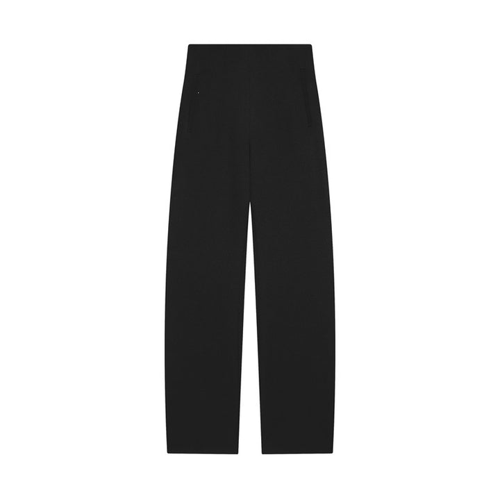 Women's High-Waisted Wide Fabric Pants with Straight Leg and Hidden Waistband Mune Fashion