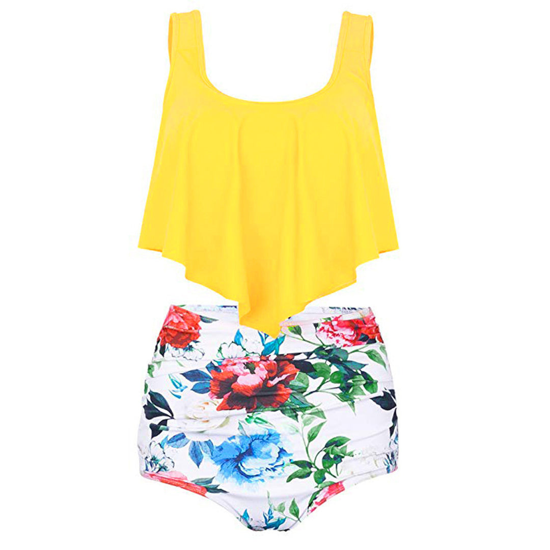 Women's Fashionable Tankini Set with Floral Bottom and Casual Top Mune Fashion