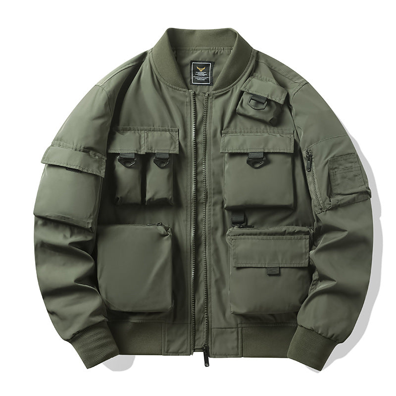 Men's Tactical Bomber Jacket with Multifunction Pockets and Zipper Mune Fashion