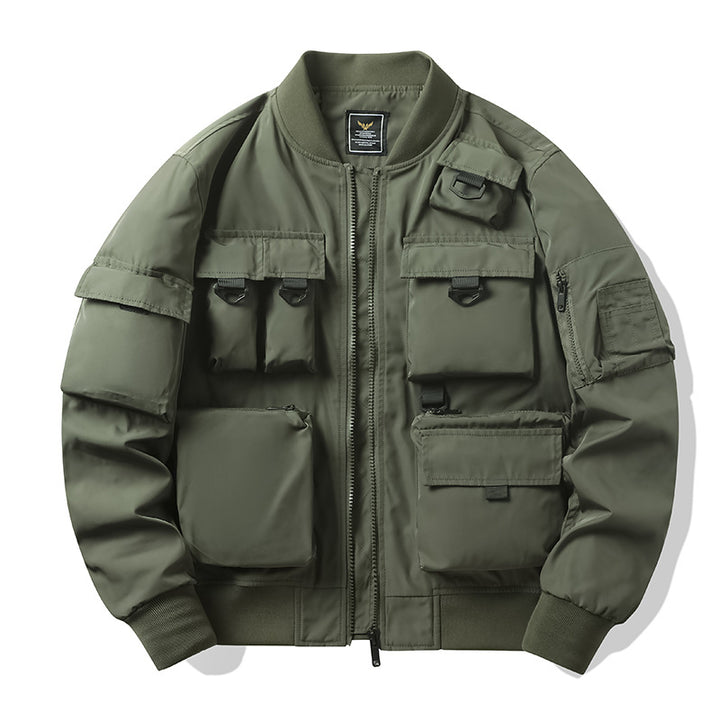 Men's Urban Utility Bomber with Modular Pockets and Zipper Front Mune Fashion