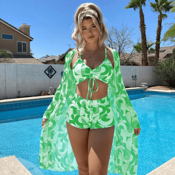 Women's Swimwear Set with Adjustable Top and High Waist Mune Fashion