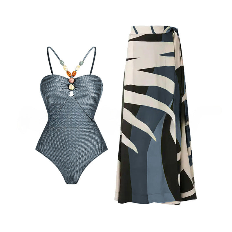 Women's One-Piece Swimsuit with Fashionable Jewelry Details Mune Fashion