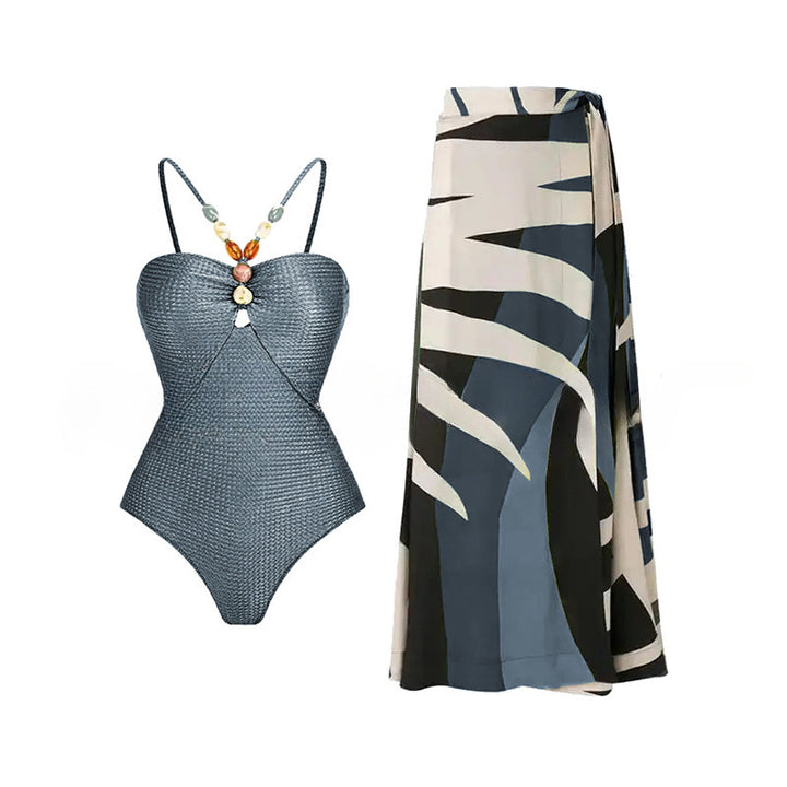 Women's One-Piece Swimsuit with Fashionable Jewelry Details Mune Fashion