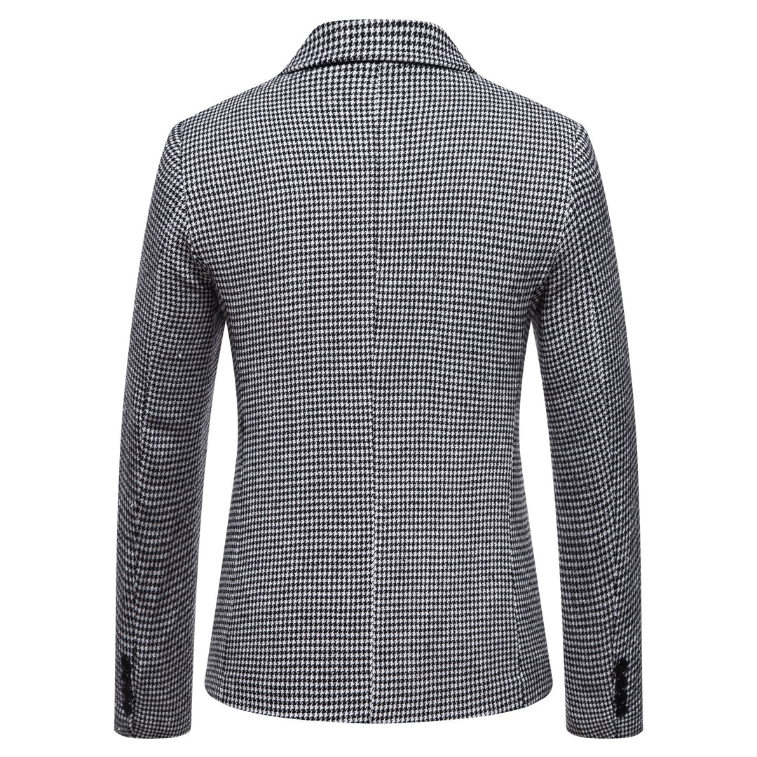Men's slim-fit single-breasted blazer with houndstooth pattern and narrow lapel Mune Fashion
