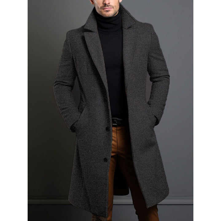 Men's knee-length classic coat with padded lining and elegant button placket Mune Fashion