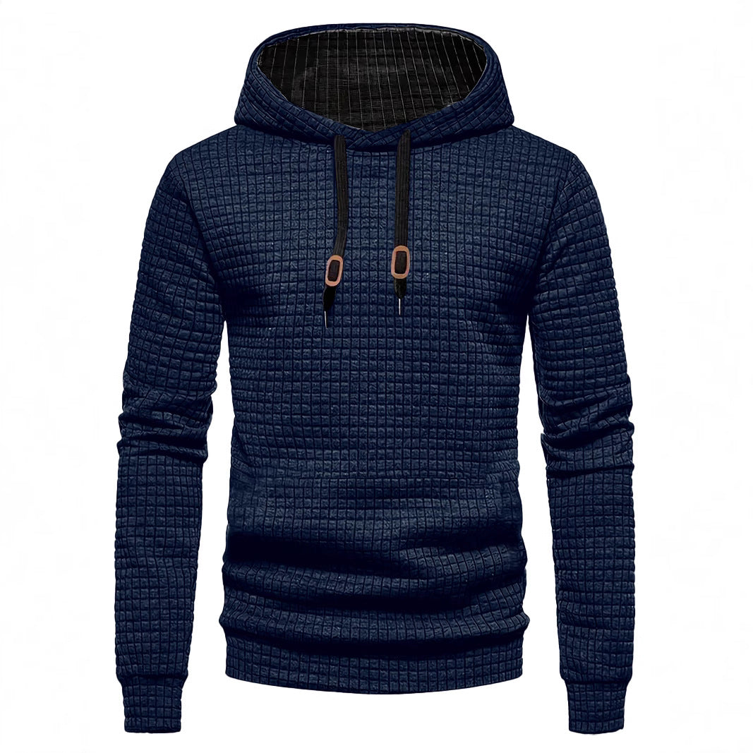 Men's quilted hoodie with rectangular quilting, drawstring and ribbed cuffs Mune Fashion