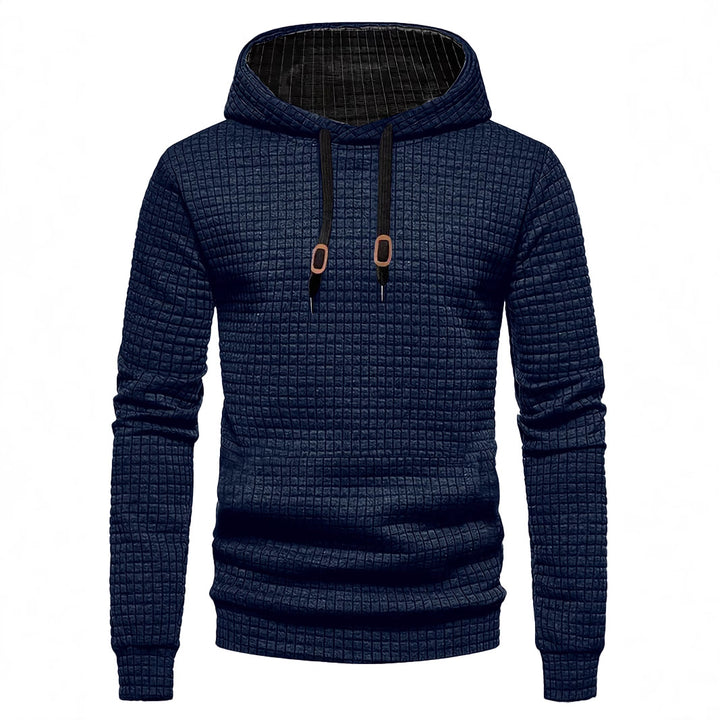 Men's quilted hoodie with rectangular quilting, drawstring and ribbed cuffs Mune Fashion
