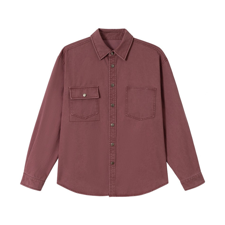 Women's overshirt jacket made of washed cotton twill with snap button placket and two chest pockets Mune Fashion