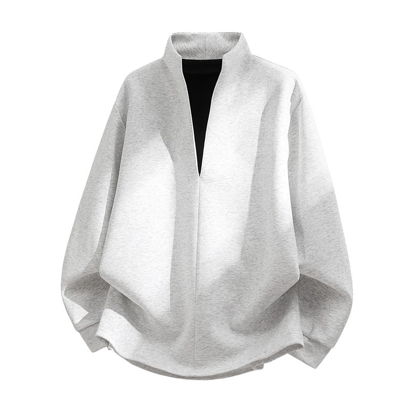 Unisex Oversize Sweatshirt with standing collar, half opening and rounded hem Mune Fashion