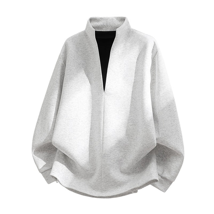 Unisex Oversize Sweatshirt with standing collar, half opening and rounded hem Mune Fashion