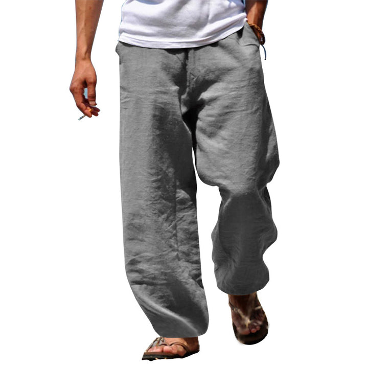 Men's loose linen pants with wide leg and elastic waistband Mune Fashion