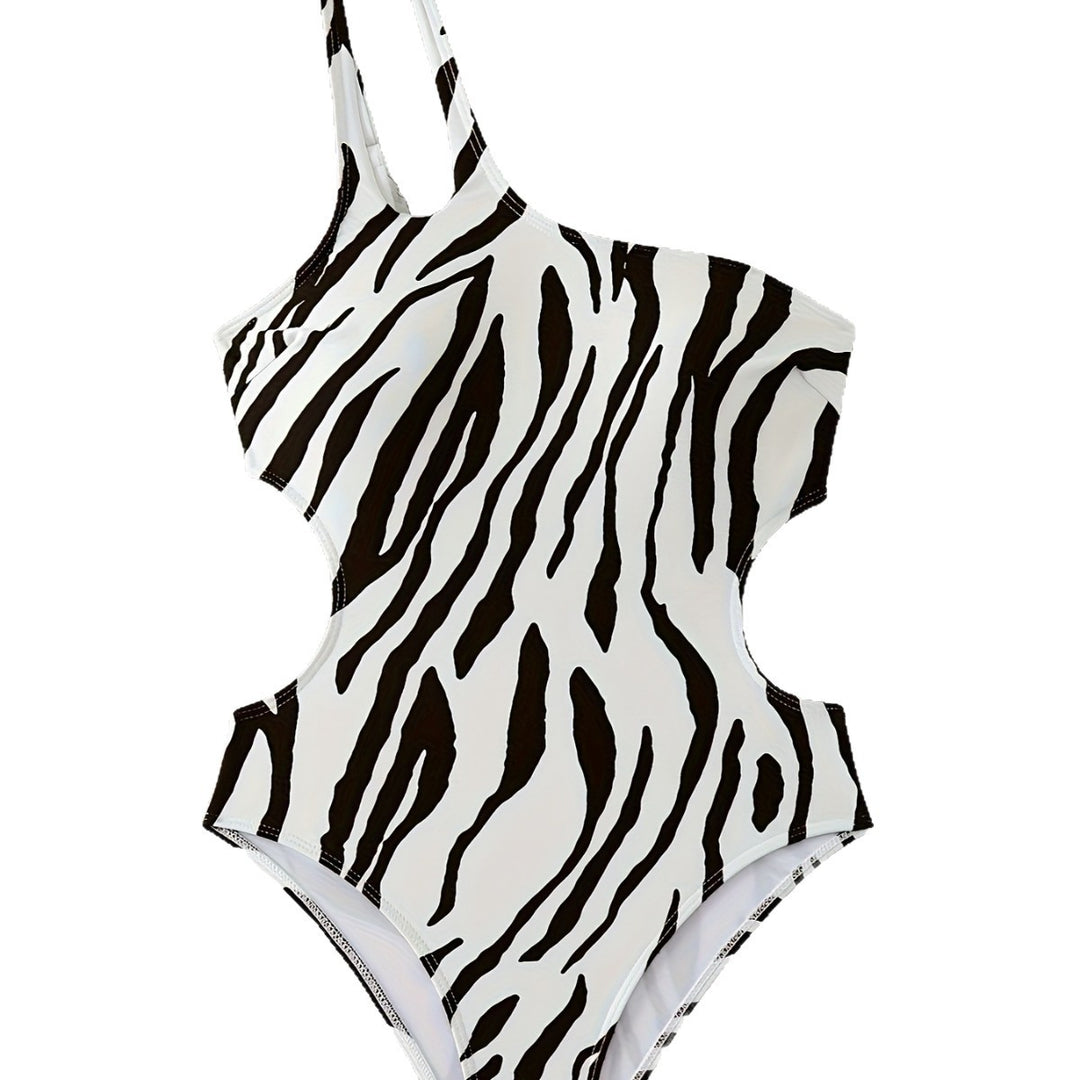 Women's Asymmetric One-Piece Swimsuit with Animal Print Mune Fashion