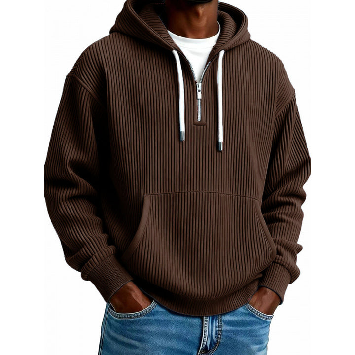 Men's Comfortable Hooded Sweater with High Zipper Mune Fashion