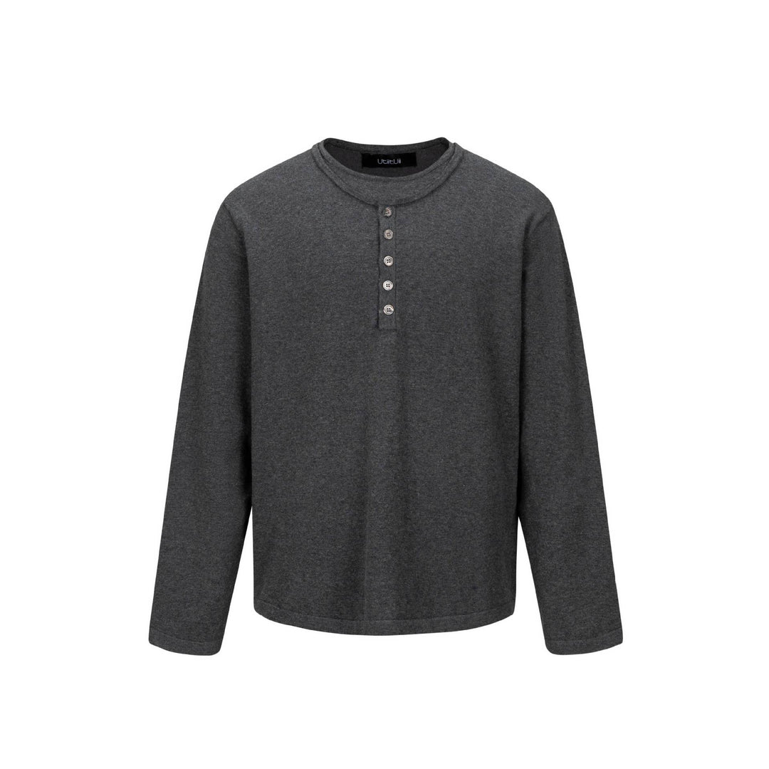 Unisex Minimalist Henley Long Sleeve Shirt made of Thermal Jersey with Button Placket Mune Fashion