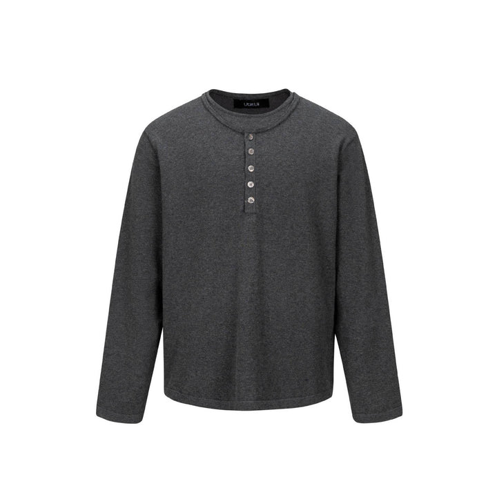 Unisex Minimalist Henley Long Sleeve Shirt made of Thermal Jersey with Button Placket Mune Fashion