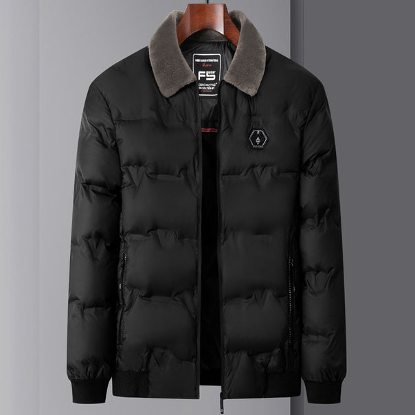 Men's quilted thermal jacket with faux fur collar windproof water-repellent and multiple zippered pockets Mune Fashion
