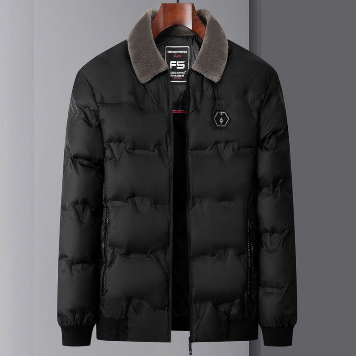 Men's quilted thermal jacket with faux fur collar windproof water-repellent and multiple zippered pockets Mune Fashion