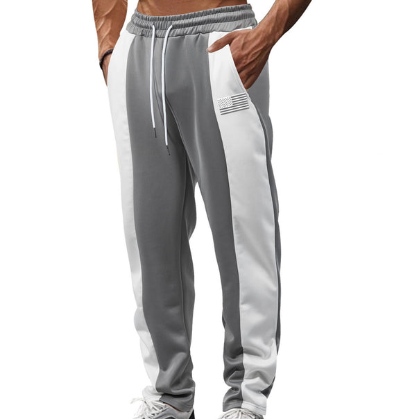 Men's sporty track pants with side contrast stripes, elastic waistband, drawstring, and deer embroidery Mune Fashion