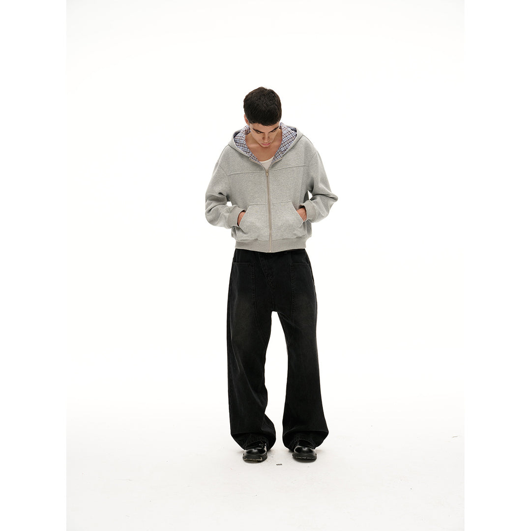 Unisex Hoodie with checked lining and full zip Mune Fashion