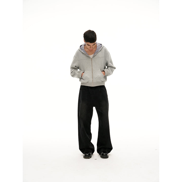 Unisex Hoodie with checked lining and full zip Mune Fashion