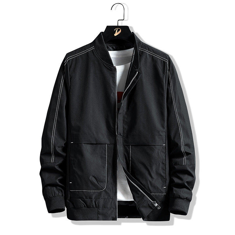 Men's transitional bomber jacket with contrast stitching and zipper Mune Fashion
