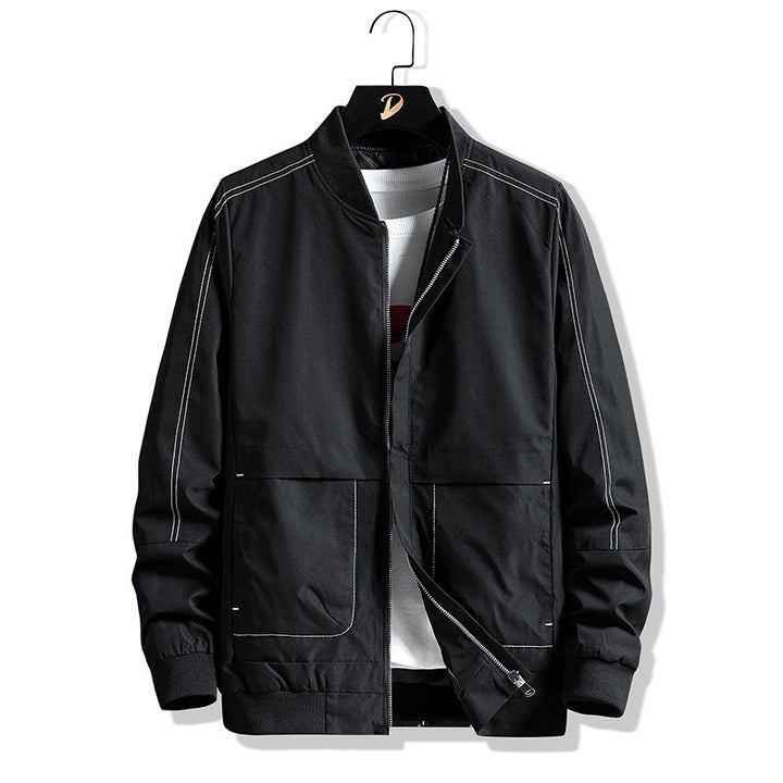 Men's transitional bomber jacket with contrast stitching and zipper Mune Fashion