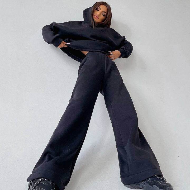 Women's soft oversized hoodie with wide flare jogger set Mune Fashion