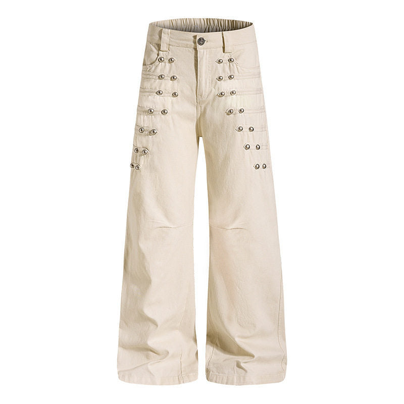 Women High-waisted Wide Culotte Pants with Grommet Detail Mune Fashion