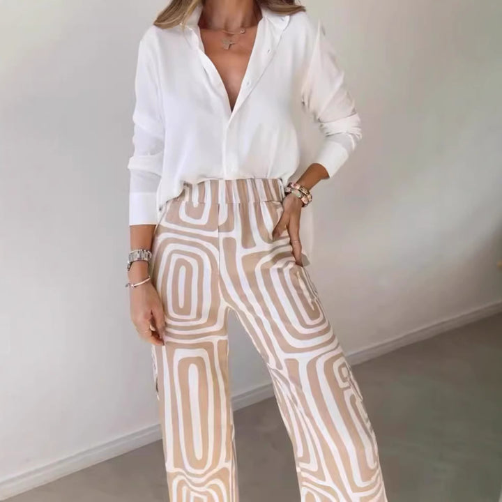 Women wide Palazzo trousers with graphic retro print Mune Fashion