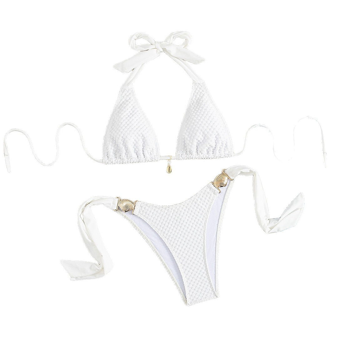 Women's triangle bikini with elegant bows and shell decorations Mune Fashion