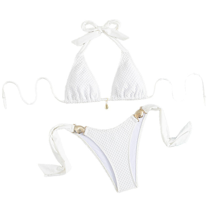 Women's triangle bikini with elegant bows and shell decorations Mune Fashion