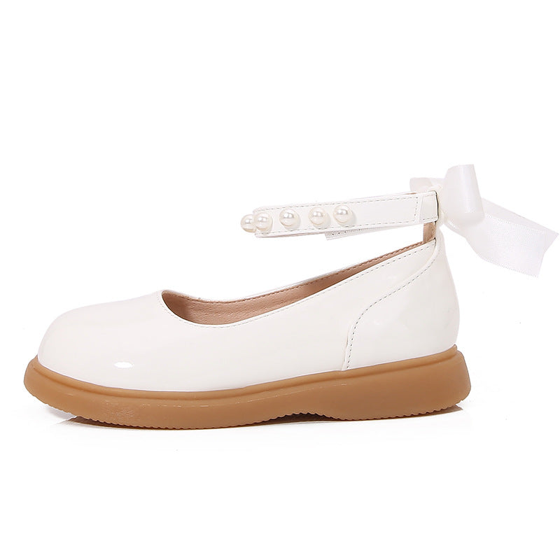 Girls' ballerina shoes with pearl and bow detail Mune Fashion