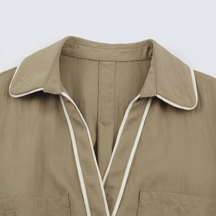 Women's shirt dress with contrast piping and waist belt Mune Fashion