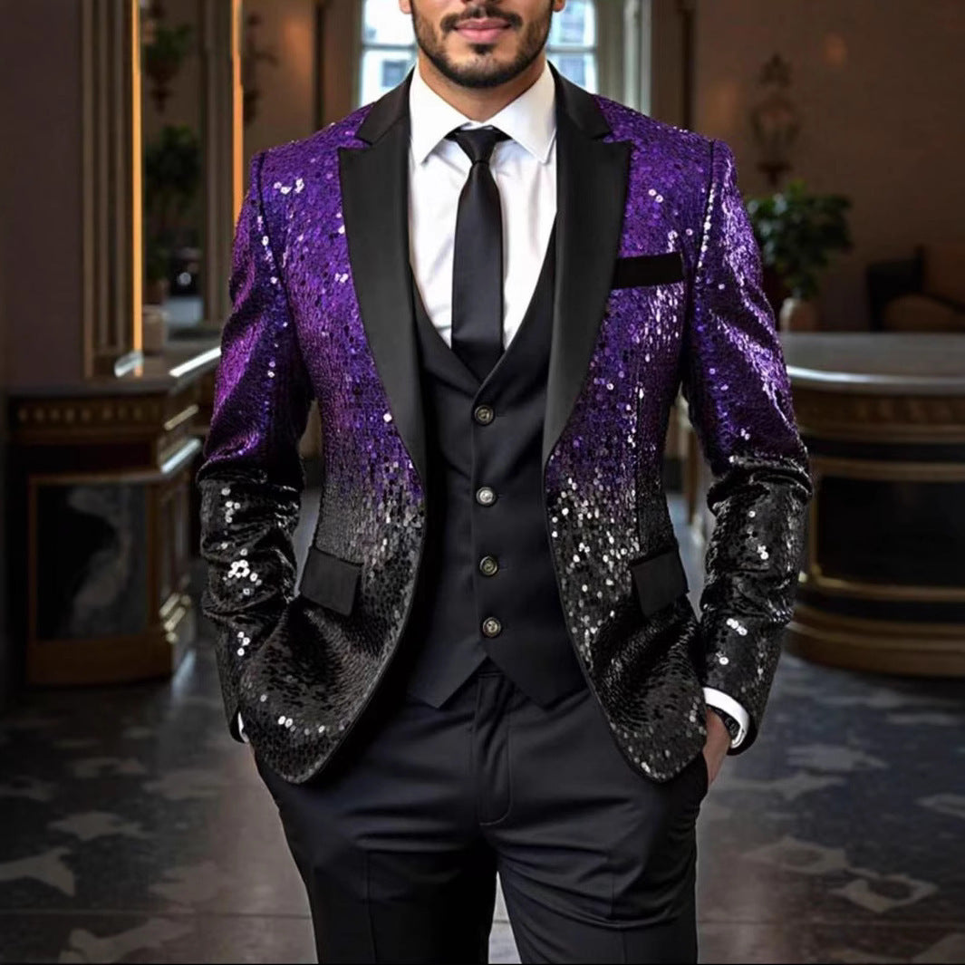 Men's sequin jacket with satin shawl collar and tailored fit Mune Fashion