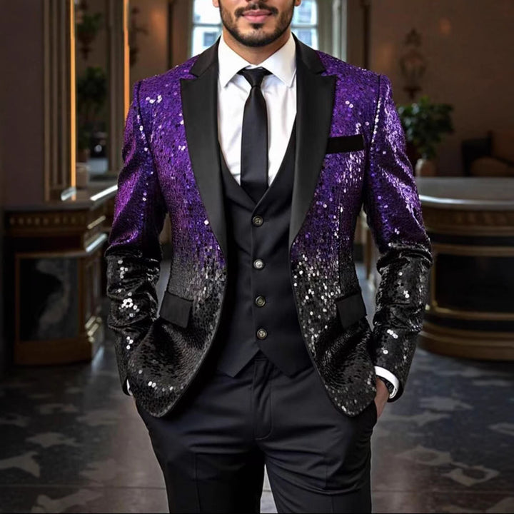 Men's sequin jacket with satin shawl collar and tailored fit Mune Fashion