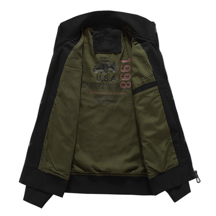 Men's cotton canvas bomber jacket with padded thermal lining and shoulder epaulettes Mune Fashion