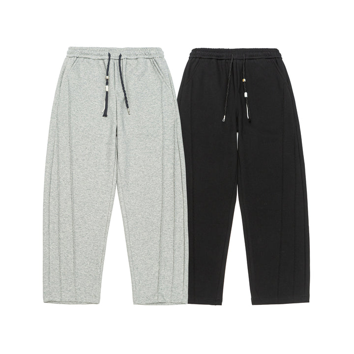 Women's Loose Cropped Sweatpants with Elastic Waistband and Applied Back Pocket Mune Fashion