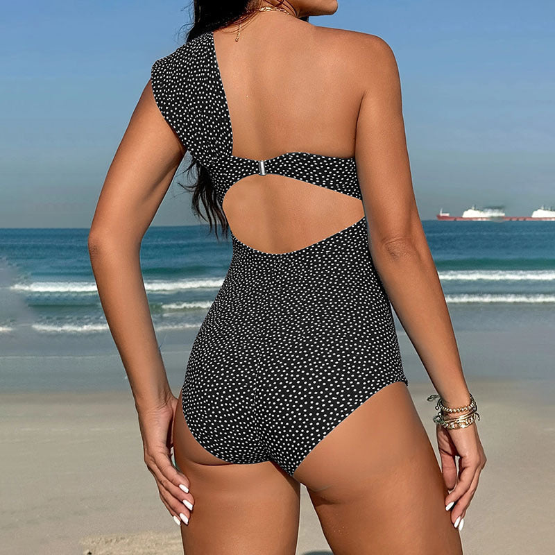 Ladies elegant one-piece swimsuit with asymmetrical top Mune Fashion