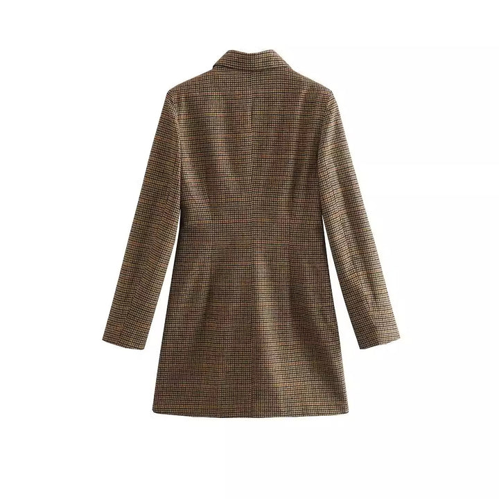 Women's tailored double-breasted coat in Glencheck look with lapel collar Mune Fashion