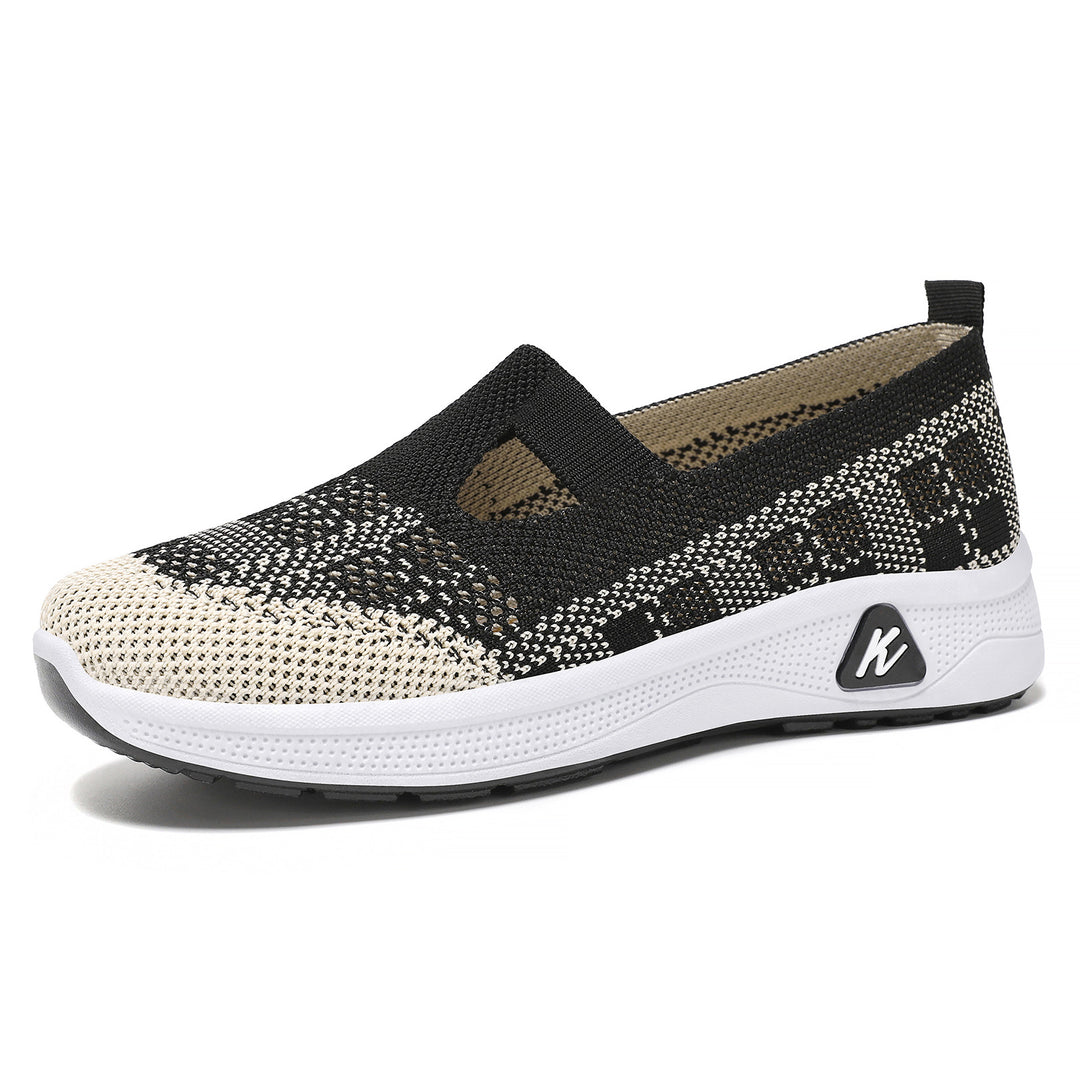 Women's lightly knitted slip-on Mary Jane sneakers with cut-out, breathable knitted upper and cushioning comfort sole Mune Fashion