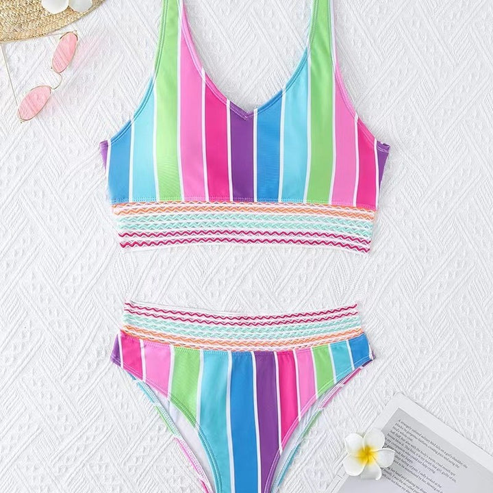 Women's bikini set with wide color block design and high waistband Mune Fashion