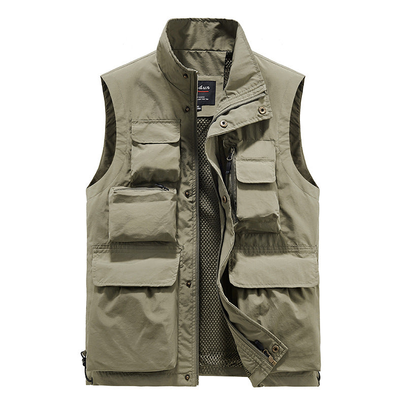 Men's Fleece-Lined Multifunction Utility Vest with Numerous Cargo Pockets and Adjustable Hem Mune Fashion