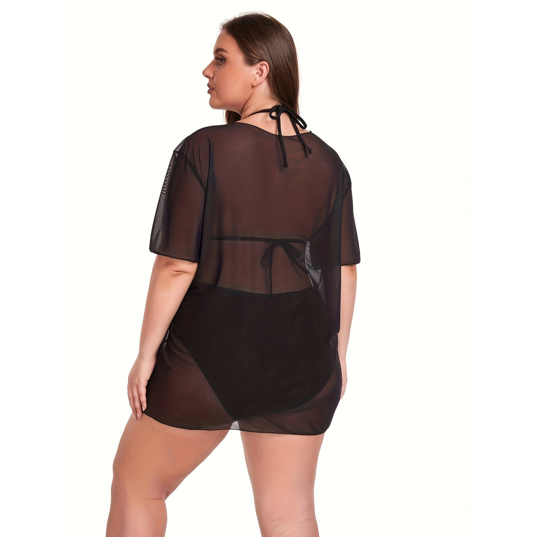 Women's Transparent Beach Blouse with Summer Print Mune Fashion