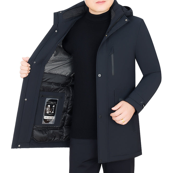 Men's Water-Repellent Parka with Removable Hood and Integrated Smartphone Inner Pocket Mune Fashion