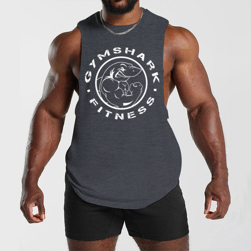 Men's sleeveless muscle shirt with extra deep arm openings and large logo print Mune Fashion